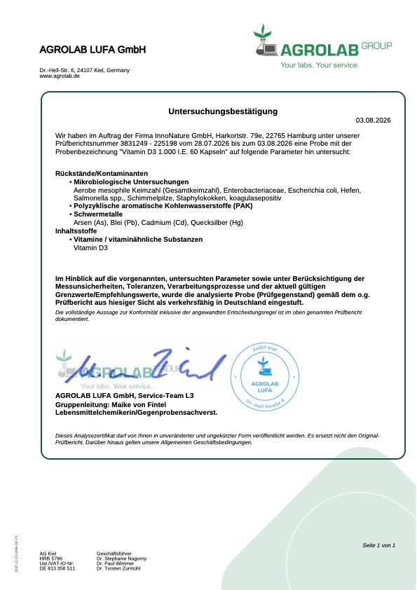 Vitamin D3 1.000 I.E. 60 Kapseln