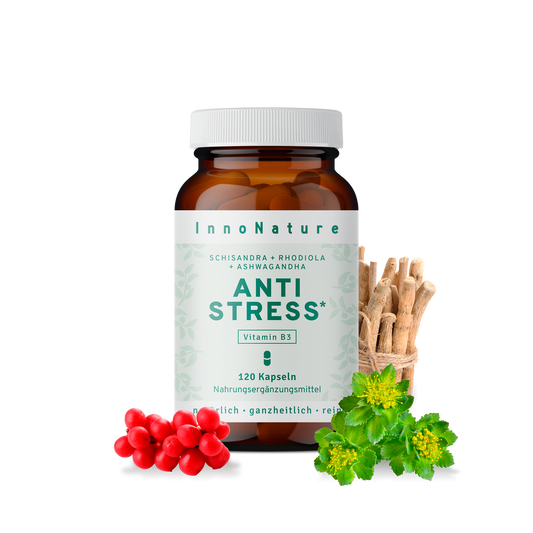  Anti Stress Kapseln: Schisandra, Rhodiola, Ashwagandha, Vitamin B3