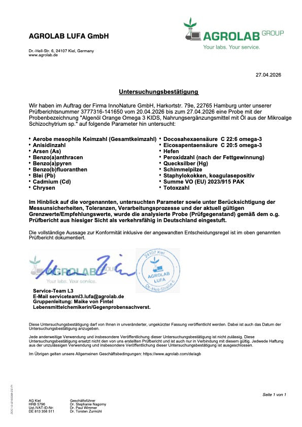 Omega 3 Kids Tropfen Orange 30ml - Aus natürlichen Inhaltsstoffen - Vegan & ohne Tierversuche - Entwickelt von Expert*innen