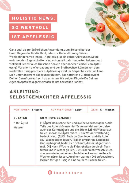 Apfelessig selber machen Anleitung als PDF