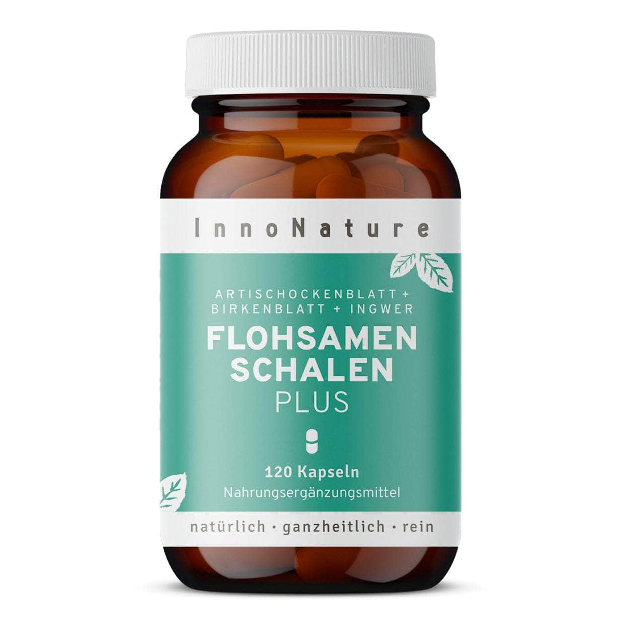 InnoNature Kapseln 1x Monatsvorrat (120 Kapseln) Flohsamenschalen Plus Kapseln