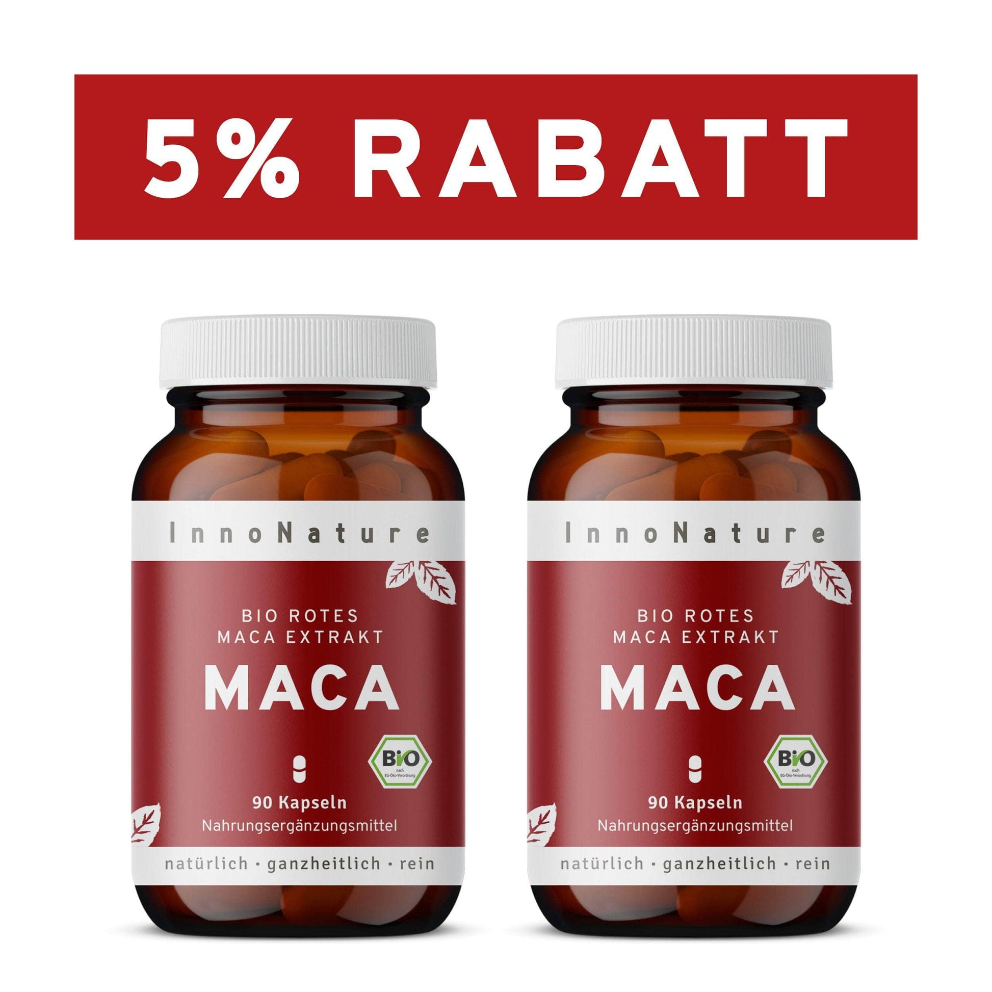 InnoNature Kapseln 2 x 90 Kapseln Bio Rotes Maca Extrakt Kapseln