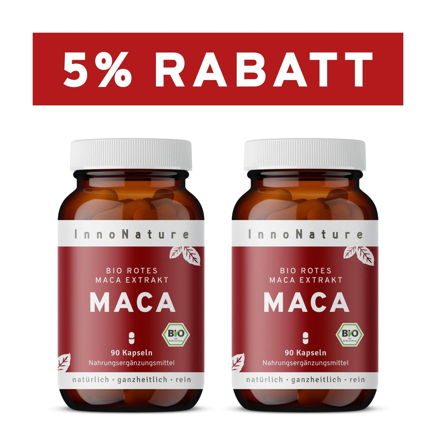 InnoNature Kapseln 2 x 90 Kapseln Bio Rotes Maca Extrakt Kapseln