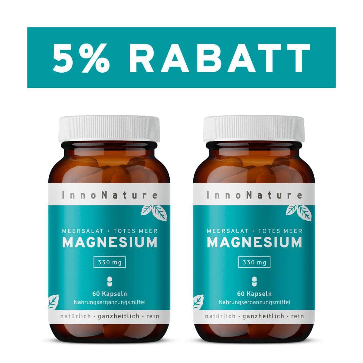 InnoNature Kapseln 2x Zweimonatsvorrat (120 Kapseln) Magnesium Kapseln