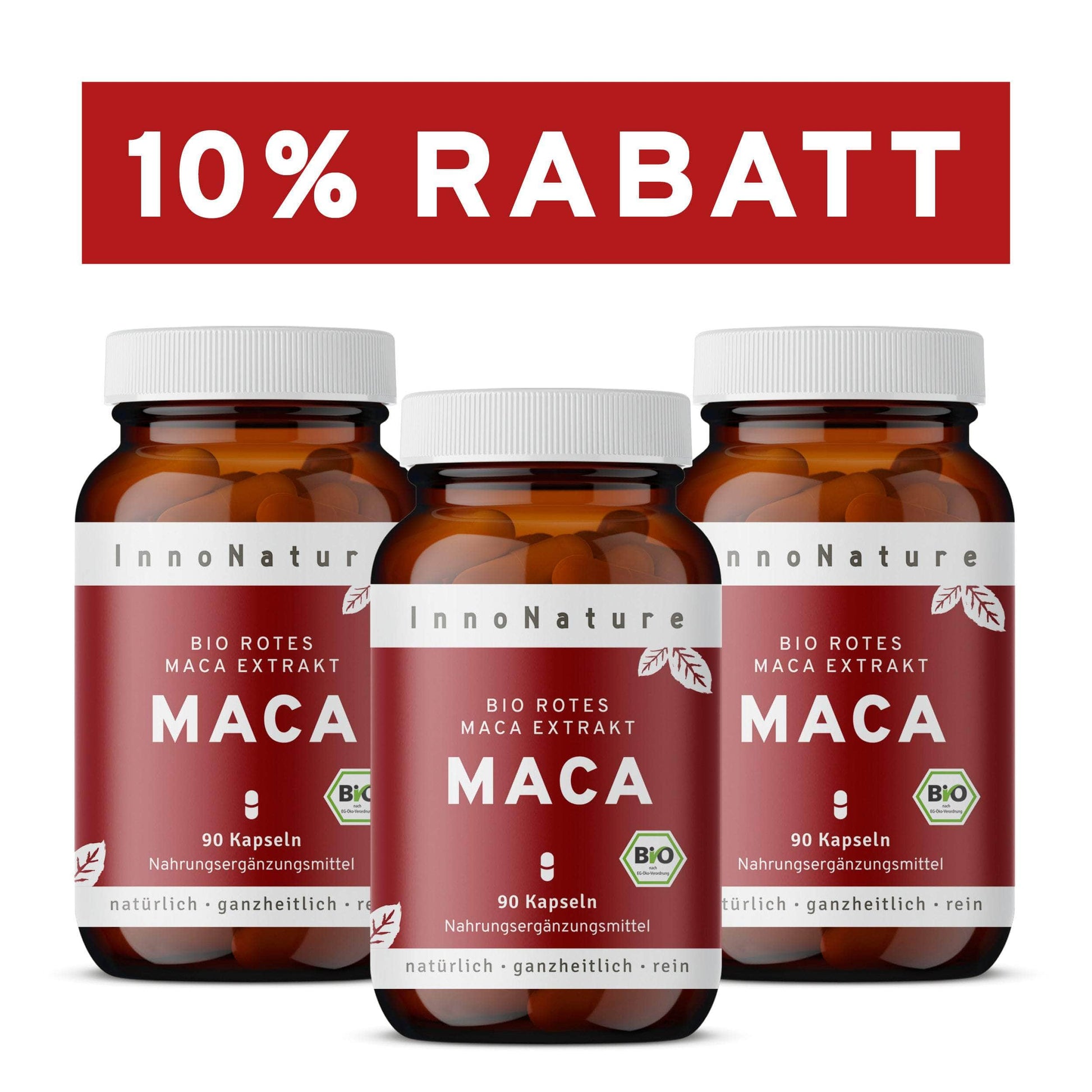 InnoNature Kapseln 3 x 90 Kapseln Bio Rotes Maca Extrakt Kapseln