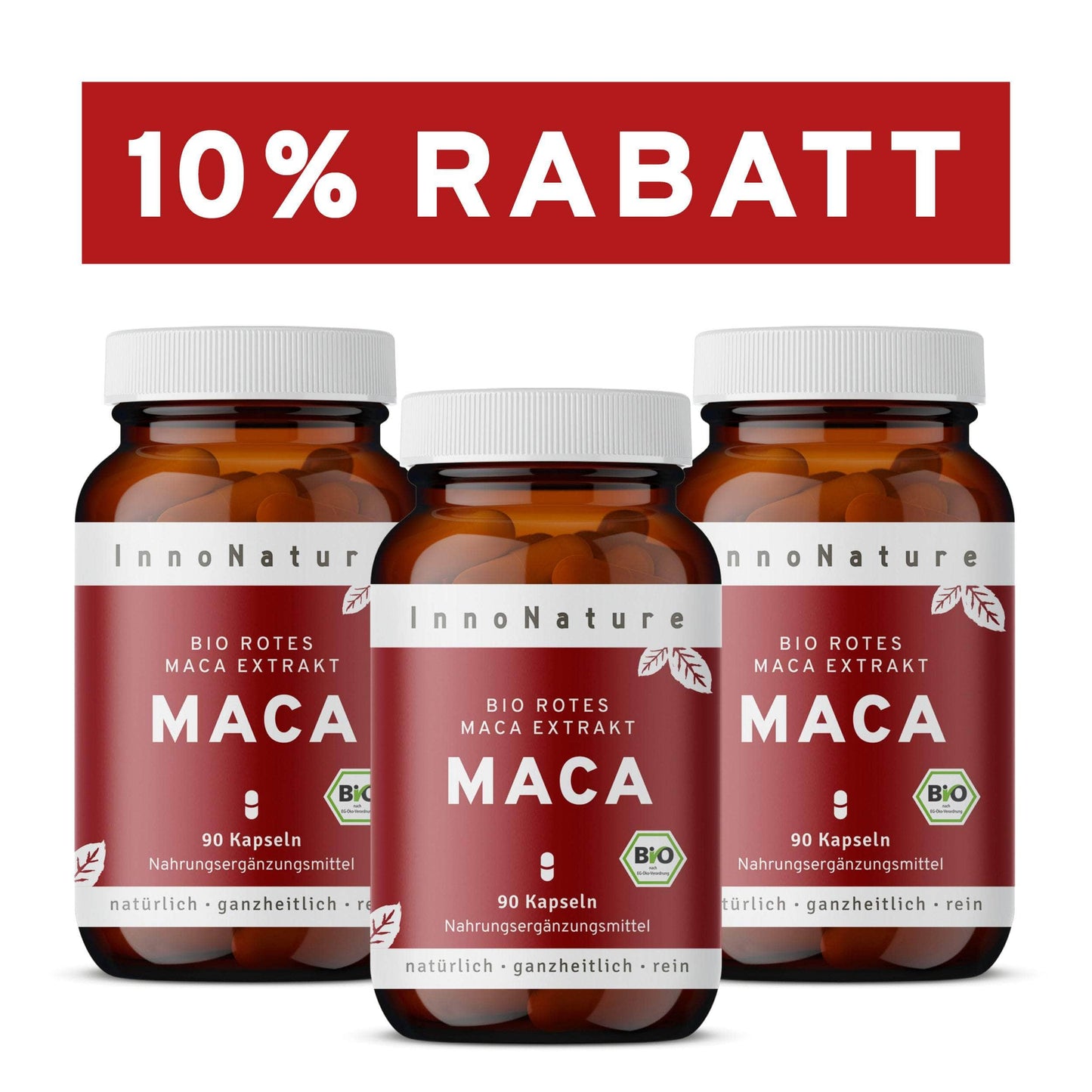 InnoNature Kapseln 3 x 90 Kapseln Bio Rotes Maca Extrakt Kapseln