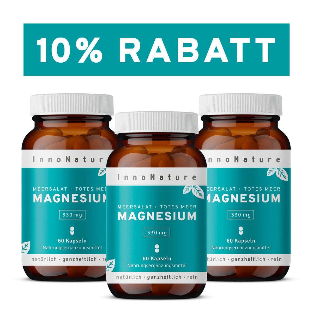 InnoNature Kapseln 3x Zweimonatsvorrat (180 Kapseln) Magnesium Kapseln