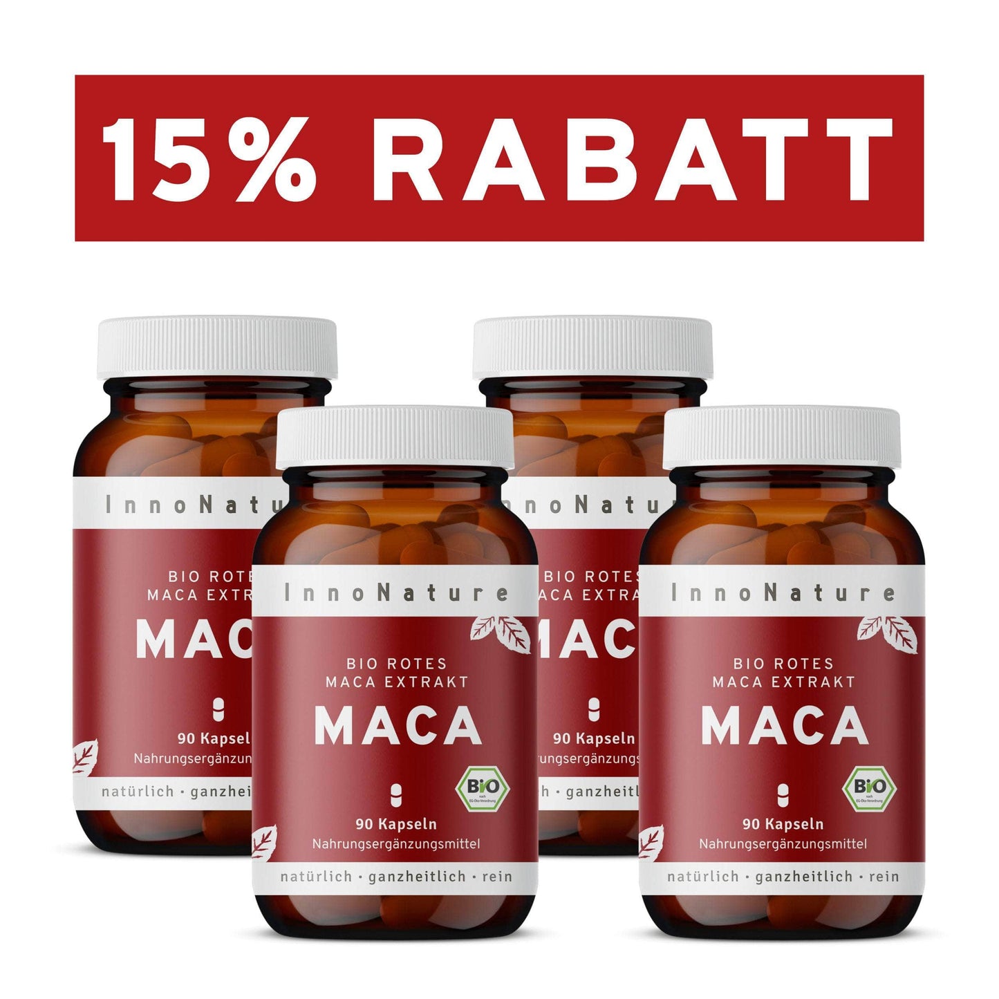 InnoNature Kapseln 4 x 90 Kapseln Bio Rotes Maca Extrakt Kapseln