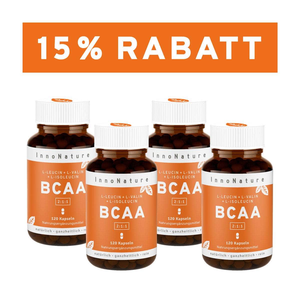 InnoNature Kapseln 4x Monatsvorrat (480 Kapseln) BCAA Kapseln