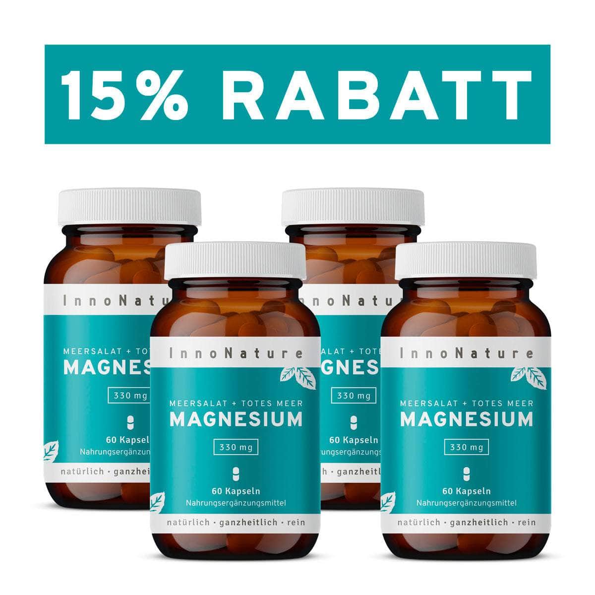InnoNature Kapseln 4x Zweimonatsvorrat (240 Kapseln) Magnesium Kapseln
