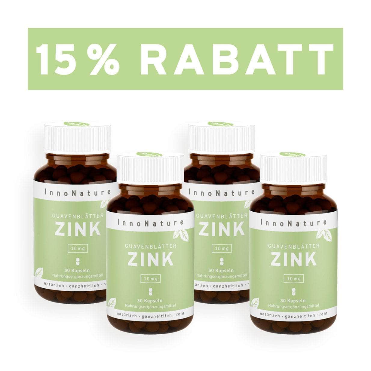 InnoNature Kapseln 4x Zweimonatsvorrat (4x60 Kapseln) Zink Kapseln 1-Monatsvorrat
