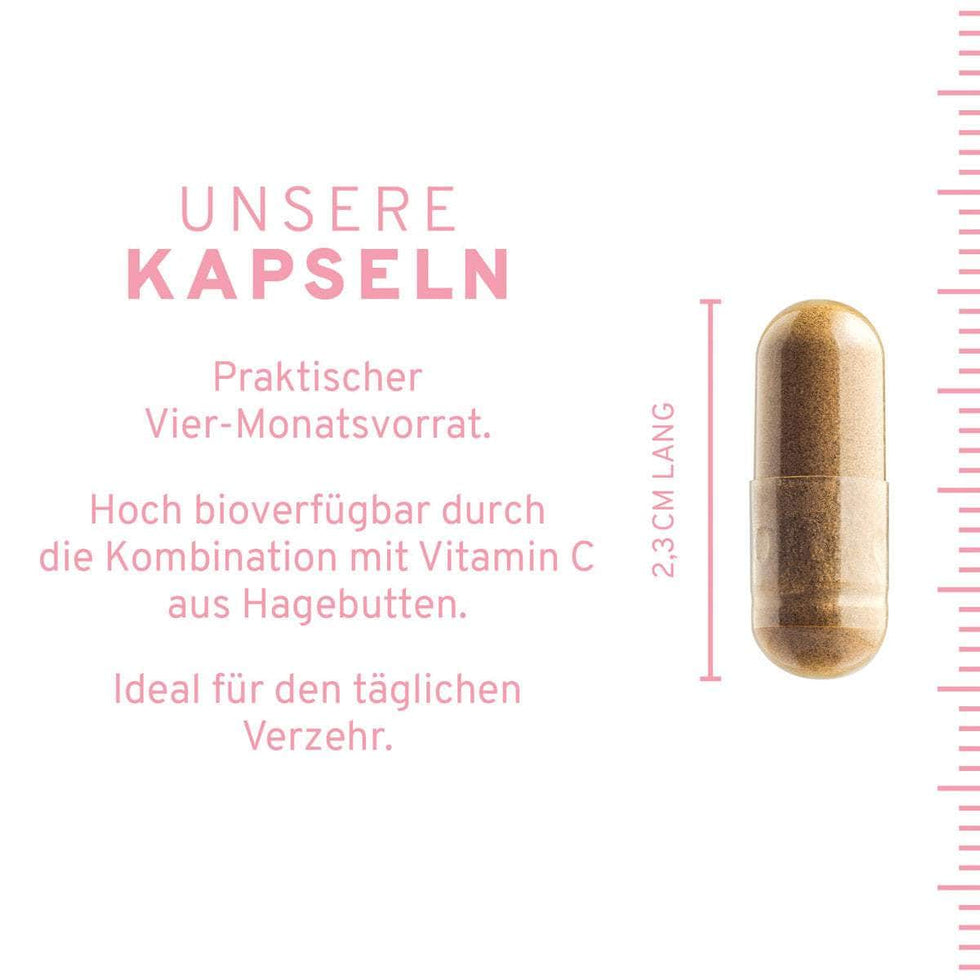 InnoNature Kapseln Eisen + Vitamin C Kapseln aus Curryblättern + Hagebutte