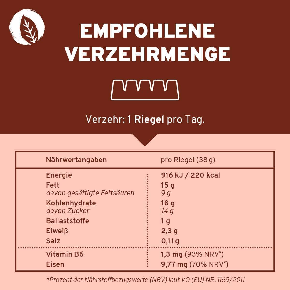 InnoNature Menstru® Chocbar: Veganer Schokoladenriegel mit Vitamin B6, Eisen und Maca - VORTEILSPAKET
