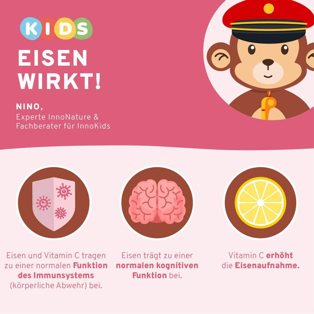 InnoNature NEM-Paket 1x Vorrat (Omega 3 Kids, 1x Vitamin D3+K2 Kids, 1x Eisen Kids und 1x Immun Kids Pure) Immun-Kids-Paket