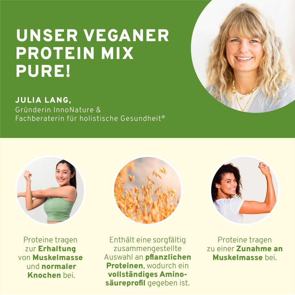 InnoNature Pakete 1x Veganer Protein Mix Pure, 1x Happy Berry, 1x Tropical Beauty Mix&Match-Shake-Paket