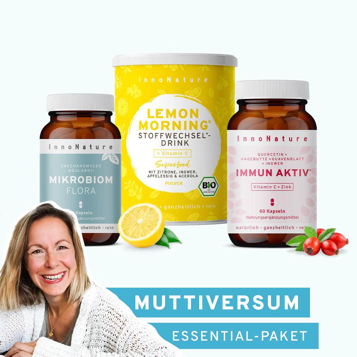 InnoNature Pakete 1x Vorrat (1x Omega 3 Kapseln, 1x Vitamin B12, 1x Vitamin D3 + K2) muttiversum-Essential-Paket