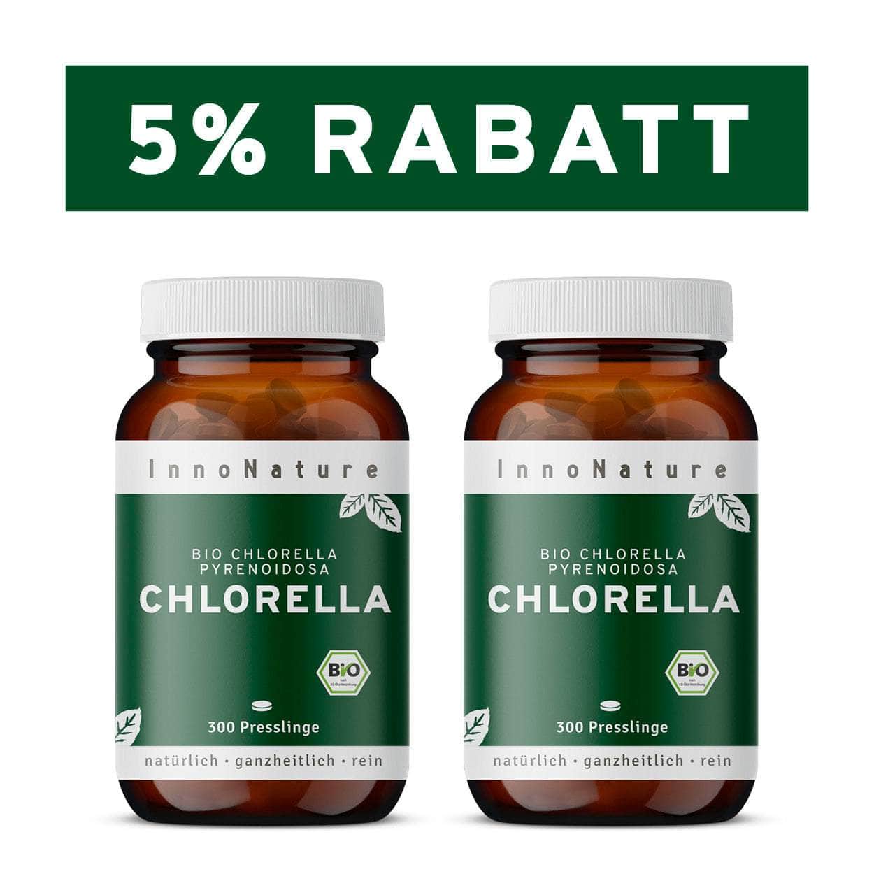 InnoNature Presslinge 2x Monatsvorrat (2x300 Presslinge) Bio Chlorella Presslinge