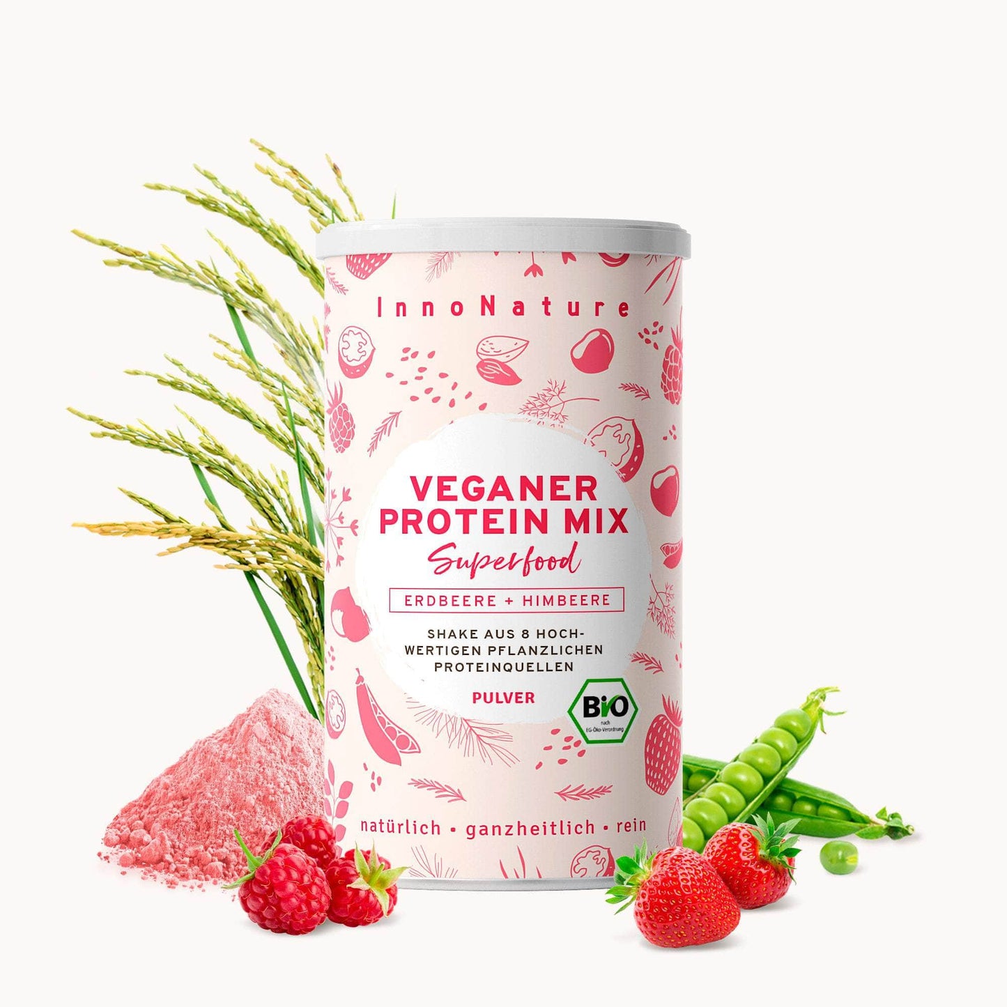 InnoNature Pulver 1x 450g (30 Portionen) Bio Veganer Protein Mix Superfood Shake