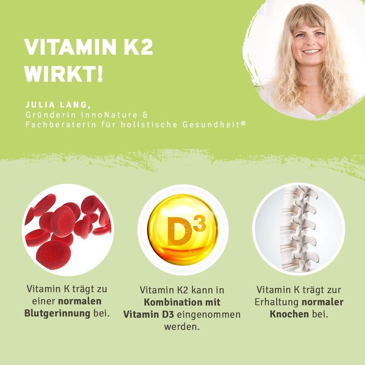 InnoNature Pakete 1x Vorrat (1x Vitamin D3, 1x Vitamin K2, 1x Sango Koralle). Sonnenvitamin-Paket