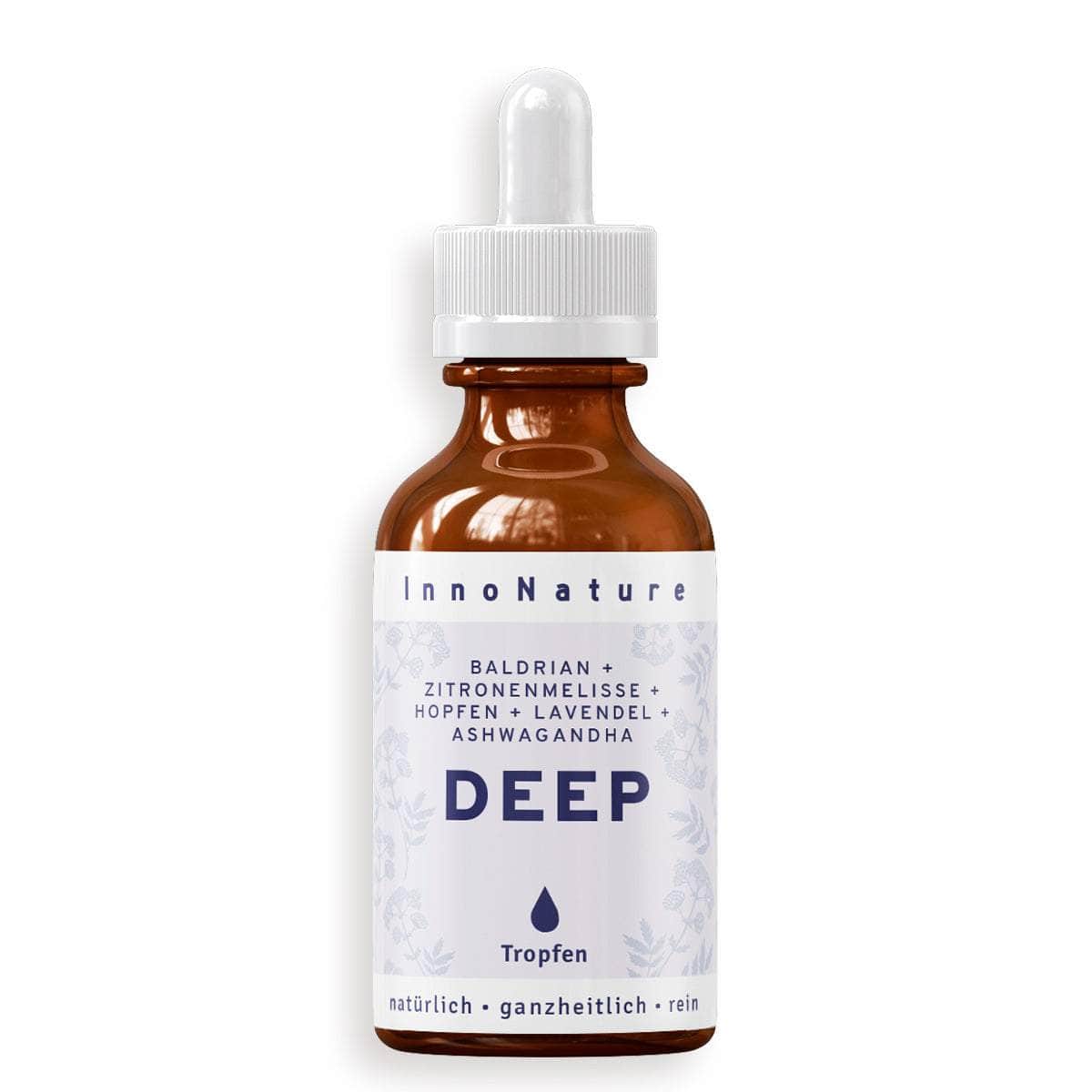 InnoNature Tropfen Deep Tropfen: Baldrian, Zitronenmelisse, Hopfen, Lavendel und Ashwagandha